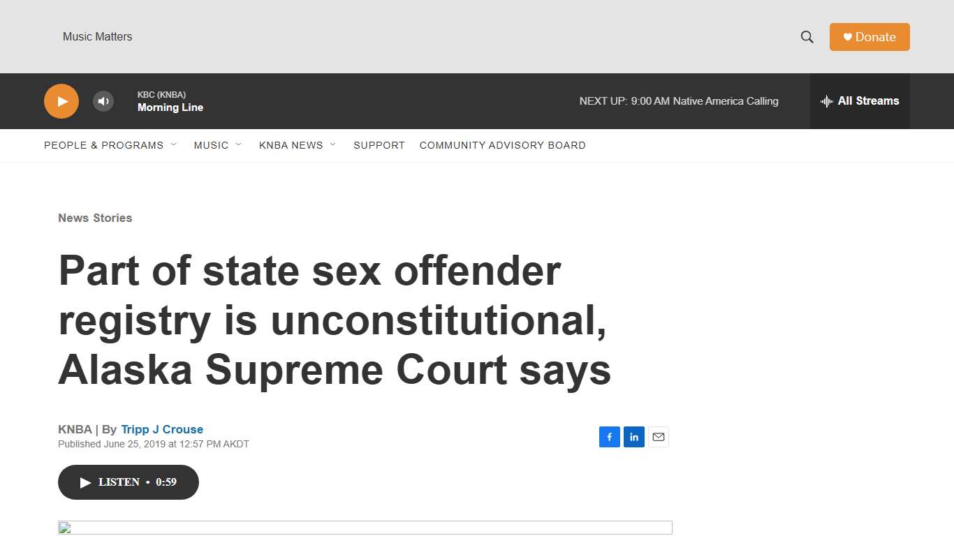 Part of state sex offender registry is unconstitutional, Alaska Supreme Court says