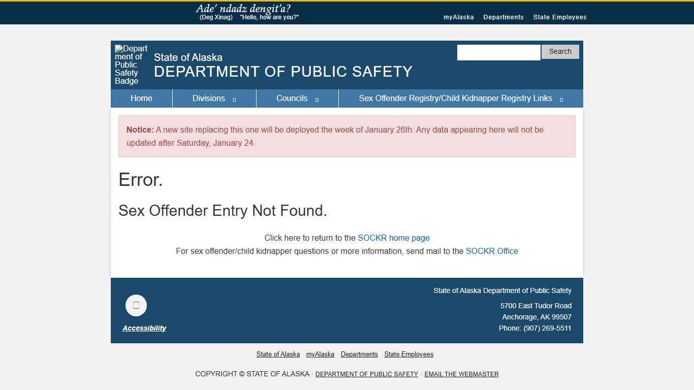 Sex Offender/Child Kidnapper Registry